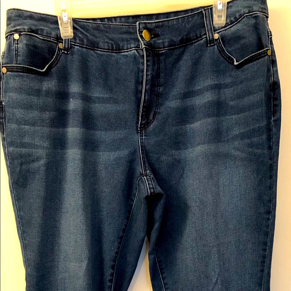 CJ Banks Jeans with Red Plaid Cuff SZ 16W
